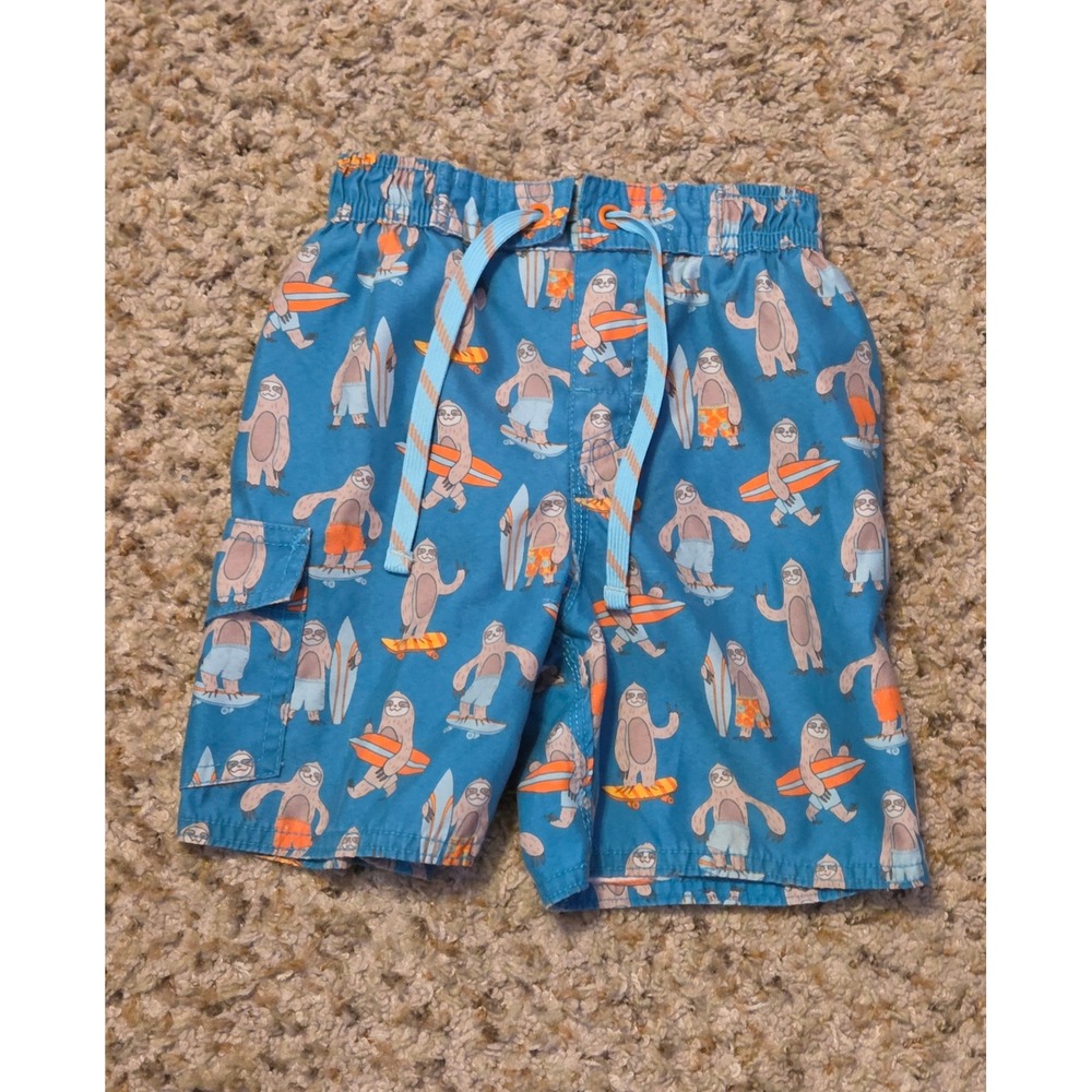 L.L. Bean Sloth‎ Surfboard Print Swim Trunks Youth Size 3T Multicolor